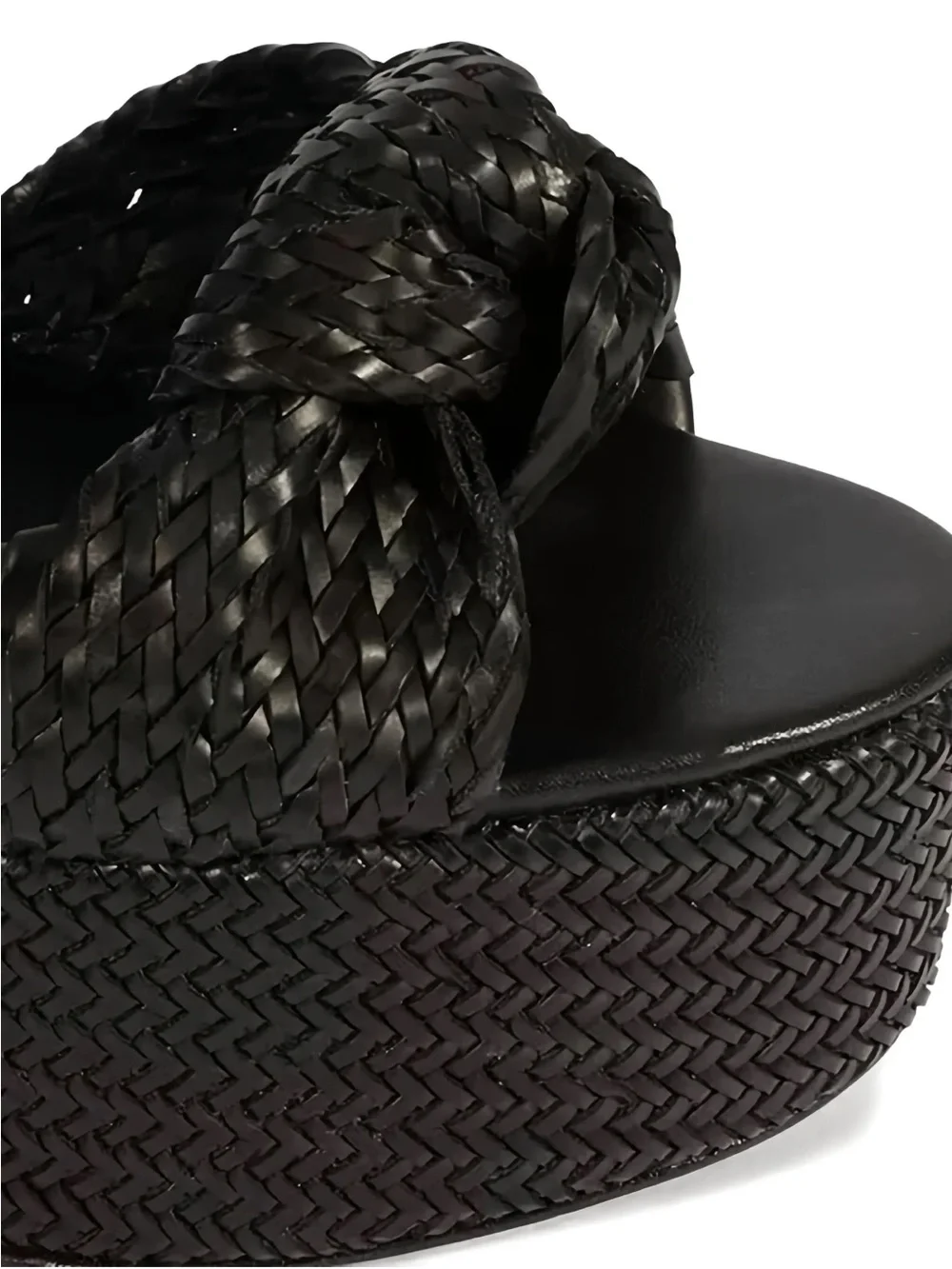 SCHUTZ Khari Black Woven Platform Ankle-Strap Sandals-7.5